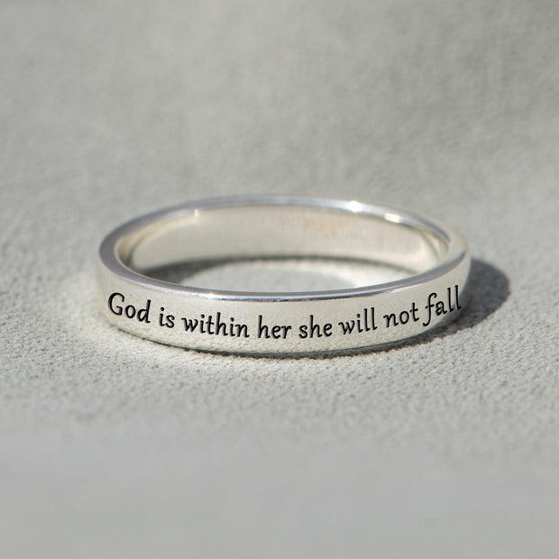 She Will Not Fall Mantra Ring