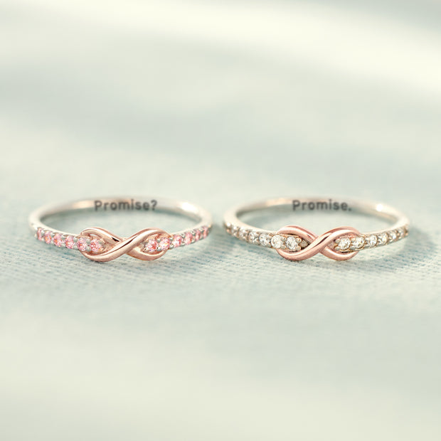Best Bi♥ches Forever Pinky Promise Matching Infinity Band Ring Set