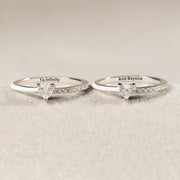To Infinity and beyond Matching Half Enamel Heart-Cut Rings