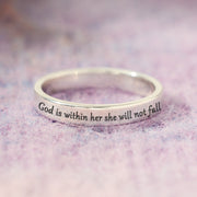 She Will Not Fall Mantra Ring