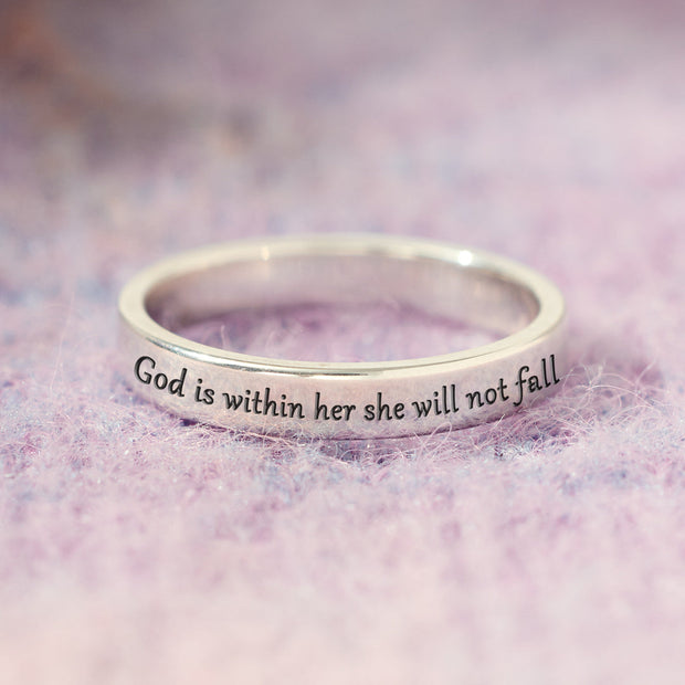 She Will Not Fall Mantra Ring