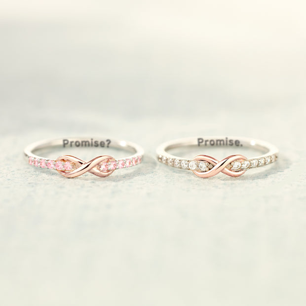 Best Bi♥ches Forever Pinky Promise Matching Infinity Band Ring Set