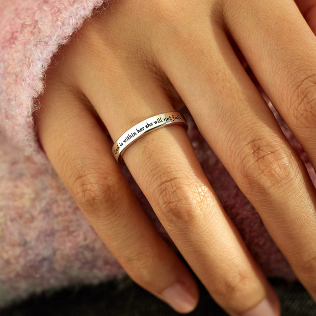 She Will Not Fall Mantra Ring