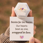 Besties For The Resties Dual Water Drop Birthstone Heart Ring