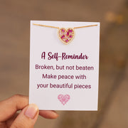 Broken Pieces Pink Heart-Shaped Necklace