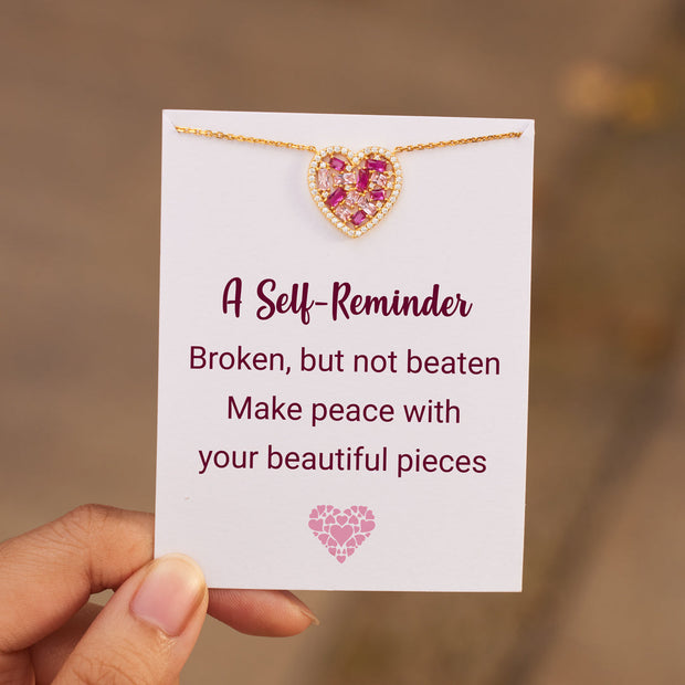 Broken Pieces Pink Heart-Shaped Necklace