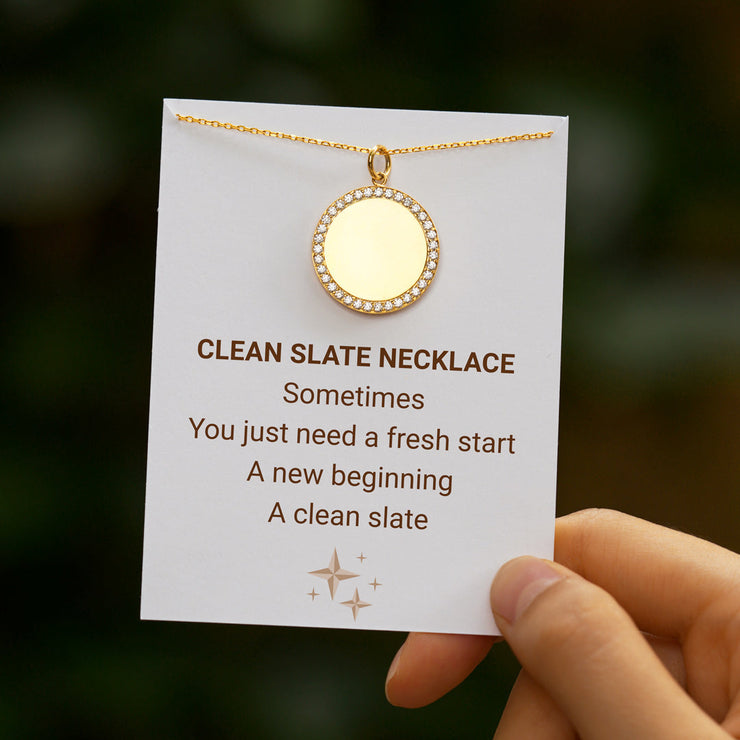 Fresh Start Clean Slate Pavé Rim Disc Necklace
