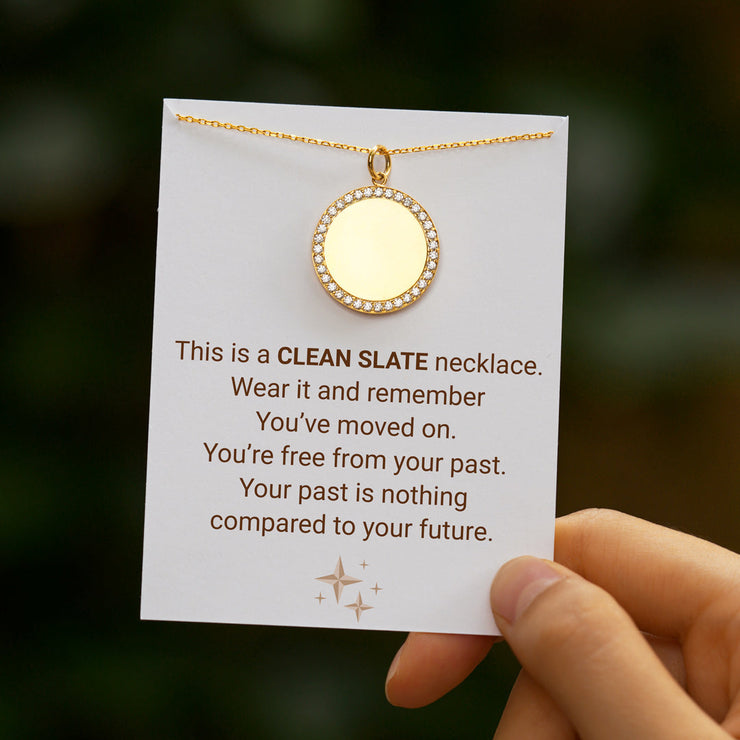 Clean Slate Pavé Rim Disc Necklace