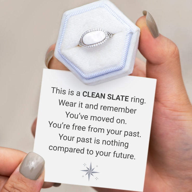 Clean Slate Pavé Rim Oval Ring