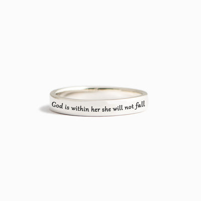She Will Not Fall Mantra Ring