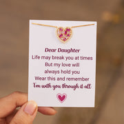 Dear Daughter Broken Pieces Pink Heart-Shaped Necklace