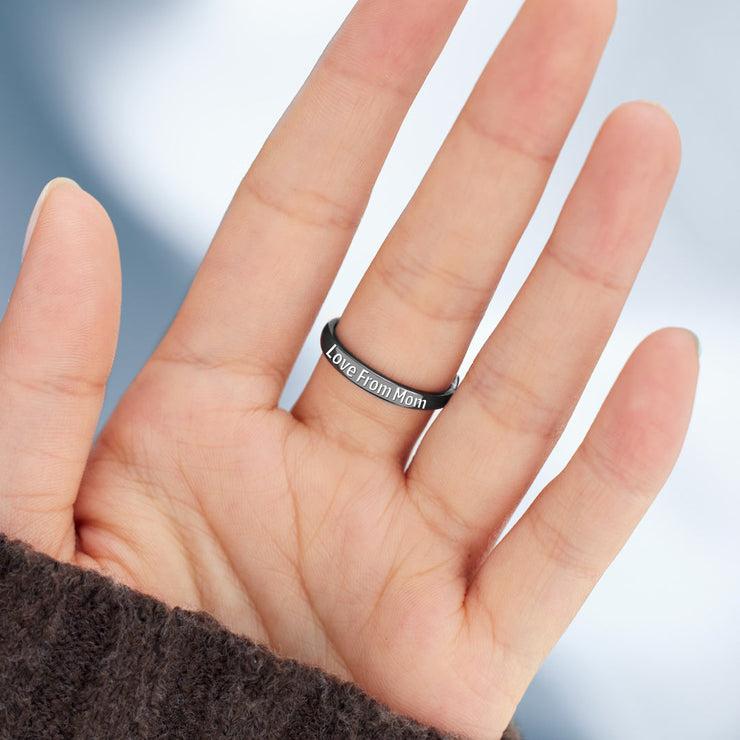 Love From Mom Pink Heart Black Ring