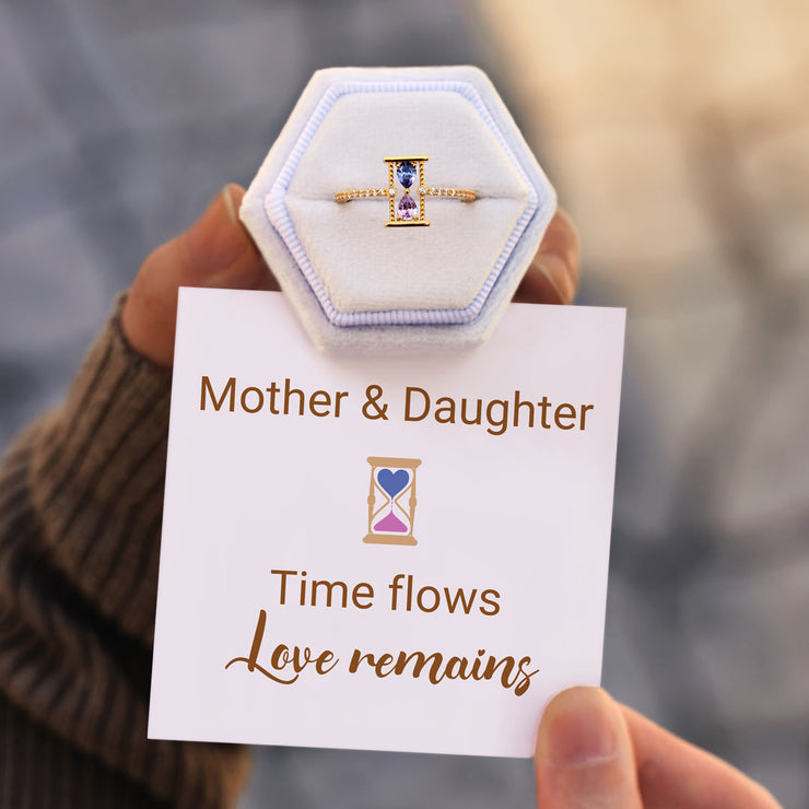 Love Remains Hourglass Double Birthstone Ring