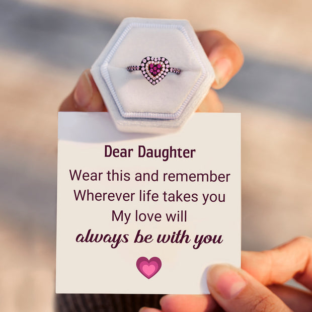 Love From Mom Pink Heart Black Ring