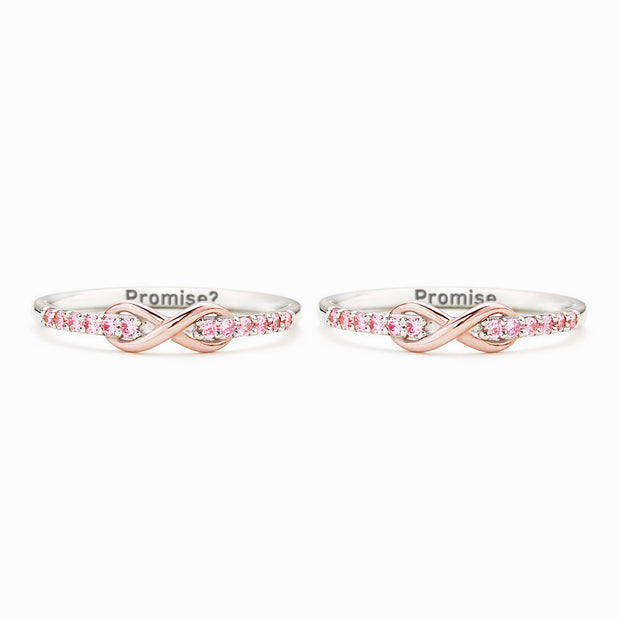 Best Bi♥ches Forever Pinky Promise Matching Infinity Band Ring Set