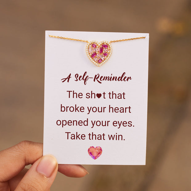 Take That Win Broken Pieces Pink Heart-Shaped Necklace