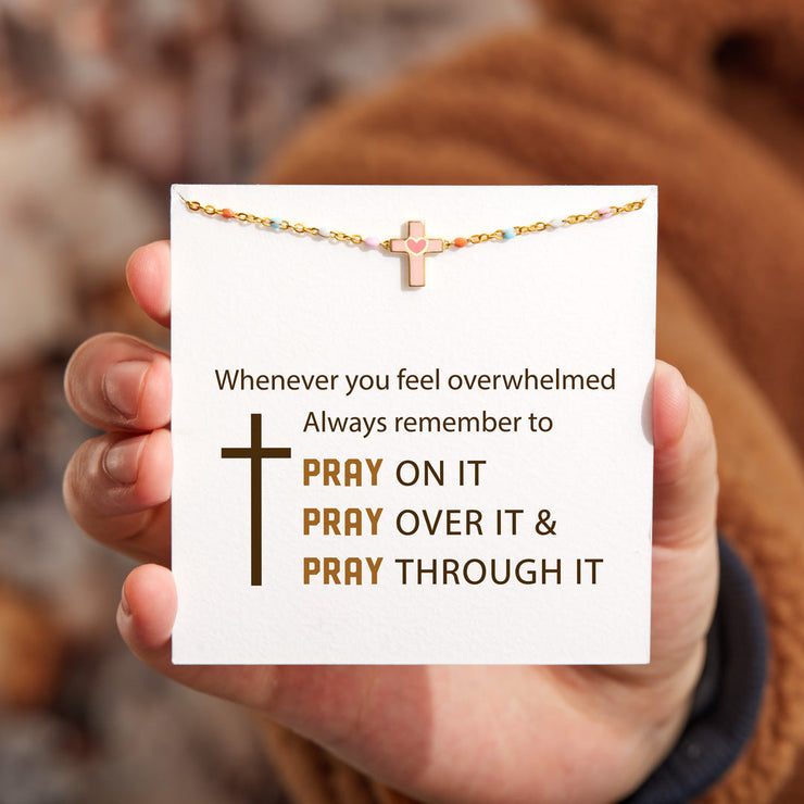 Pray On It Enamel Cross Bracelet