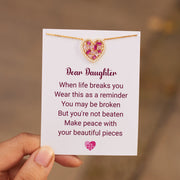 For Daughter Broken Pieces Pink Heart-Shaped Necklace
